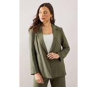 Wallis Women's Petite Double Breasted Blazer in Khaki | Size: 18 Wallis Khaki 18