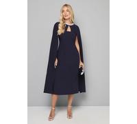Wallis Women's Petite Embellished Seam Detail Cape Sleeve Dress in Navy | Size: 16 Wallis Navy 16