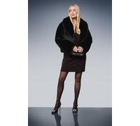 Wallis Women's Petite Faux Fur Edge to Edge Jacket in Black | Size: 20 Wallis Black 20