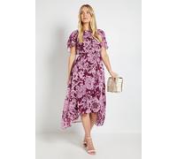 Wallis Women's Petite Floral Burn Out Cape Midi Dress in Pink | Size: 10 Wallis Pink 10