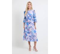 Wallis Women's Petite Floral Burn Out Ruffle Sleeve Midi Dress in Pink | Size: 16 Wallis Pink 16