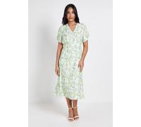 Wallis Women's Petite Floral Button Midi Tea Dress in Ivory | Size: 14 Wallis Ivory 14