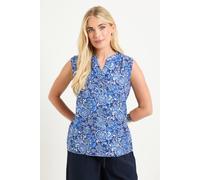 Wallis Women's Petite Floral Button Sleeveless Top in Navy | Size: 12 Wallis Navy 12