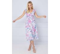 Wallis Women's Petite Floral Dobby Ruffle Midi Dress in Lilac | Size: 12 Wallis Lilac 12