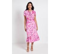 Wallis Women's Petite Floral Dobby Tie Front Midi Dress in Pink | Size: 14 Wallis Pink 14