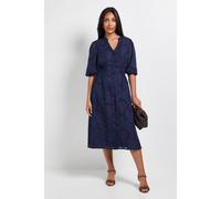 Wallis Women's Petite Floral Jacquard Button Midi Dress in Navy | Size: 20 Wallis Navy 20