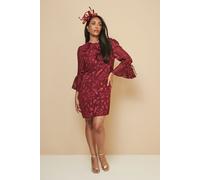 Petite Floral Jacquard Ruffle Shift Dress Wallis Berry 12