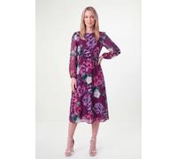 Wallis Women's Petite Floral Organza Midi Dress in Raspberry | Size: 18 Wallis Raspberry 18