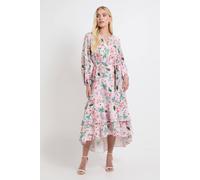Wallis Women's Petite Floral Print Button Midi Shirt Dress in Blush | Size: 14 Wallis Blush 14