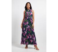 Wallis Women's Petite Floral Print Pleated Maxi Dress in Green | Size: 12 Wallis Green 12