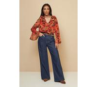 Wallis Women's Petite Floral Print Ruffle Detail Blouse in Mustard | Size: 10 Wallis Mustard 10
