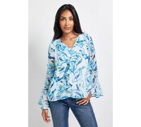 Wallis Women's Petite Floral Ruffle Detail Blouse in Mint | Size: 8 Wallis Mint 8