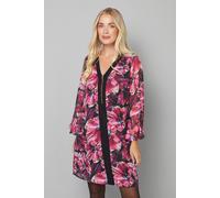 Petite Floral Zip Front Shift Dress Wallis Pink 16