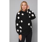 Wallis Women's Petite Fluffy Spot Jumper in Black | Size: Small Wallis Black S