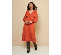 Wallis Women's Petite Gathered Front Jersey Dress in Rust | Size: 14 Wallis Rust 14