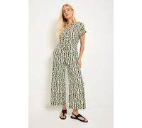 Wallis Women's Petite Geo Jersey Drawstring Jumpsuit in Khaki | Size: 18 Wallis Khaki 18