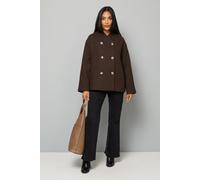 Wallis Women's Petite Grown On Neck Peacoat in Chocolate | Size: 16 Wallis Chocolate 16