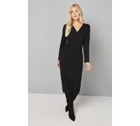 Wallis Women's Petite Knitted Button Detail Midi Dress in Black | Size: XL Wallis Black XL