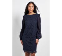 Wallis Women's Petite Lace Chiffon Cowl Back Shift Dress in Navy | Size: 12 Wallis Navy 12