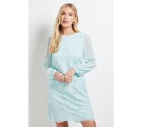 Wallis Women's Petite Lace Chiffon Cowl Back Shift Dress in Pale Blue | Size: 14 Wallis Pale Blue 14