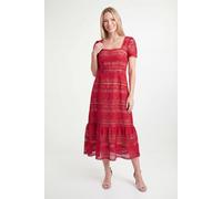 Wallis Women's Petite Lace Fit & Flare Midi Dress in Red | Size: 12 Wallis Red 12
