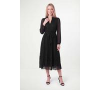 Wallis Women's Petite Lace Insert Pintuck Midi Dress in Black | Size: 18 Wallis Black 18