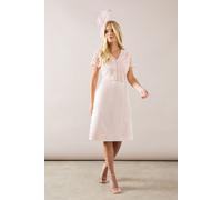 Wallis Women's Petite Lace Overlay Pencil Midi Dress in Blush | Size: 16 Wallis Blush 16