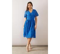 Wallis Women's Petite Lace Puff Seam Detail Midi Dress in Cobalt | Size: 10 Wallis Cobalt 10