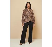 Wallis Women's Petite Leopard Print Knot Detail Shirt in Brown | Size: 10 Wallis Brown 10