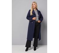 Petite Military Double Breasted Longline Coat Wallis Navy 16