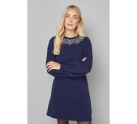 Wallis Women's Petite Navy Embellished Knitted Shift Dress | Size: XL Wallis Navy XL