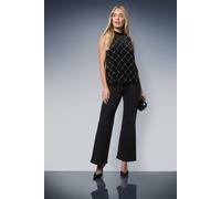 Wallis Women's Petite Occasion Velvet Embellished Top in Black | Size: 16 Wallis Black 16