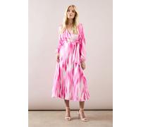 Petite Ombre Satin Wrap Midi Dress Wallis Pink 12