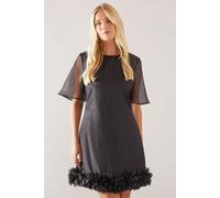 Petite Organza 3D Applique Shift Dress Wallis Black 12