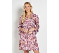 Wallis Women's Petite Paisley Burn Out Ruffle Shift Dress in Rose | Size: 12 Wallis Rose 12