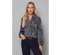 Wallis Women's Petite Paisley Collarless Zip Blouse in Green | Size: 16 Wallis Green 16