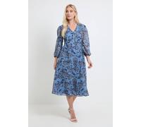 Wallis Women's Petite Paisley Pintuck Zip Midi Dress in Blue | Size: 10 Wallis Blue 10