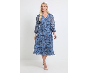 Wallis Women's Petite Paisley Pintuck Zip Midi Dress in Blue | Size: 14 Wallis Blue 14
