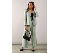 Wallis Women's Petite Pinstripe Wide Leg Trouser in Sage | Size: 14 Wallis Sage 14