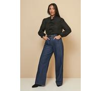 Wallis Women's Petite Pintuck Tie Front Blouse in Black | Size: 10 Wallis Black 10