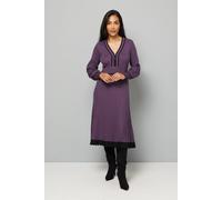Petite Plum Zip Front Pleated Knitted Midi Dress Wallis Plum S