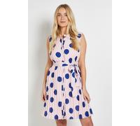 Wallis Women's Petite Polka Dot Pleated Shift Dress in Pink | Size: 18 Wallis Pink 18