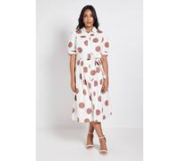 Wallis Women's Petite Polka Dot Print Pintuck Midi Shirt Dress in Ivory | Size: 14 Wallis Ivory 14