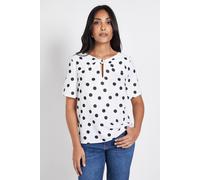Wallis Women's Petite Polka Dot Woven Twist Blouse in Ivory | Size: 10 Wallis Ivory 10