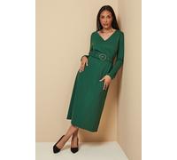 Petite Ponte Jersey Belted Midi Dress Wallis Green 12