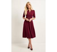 Wallis Women's Petite Ponte Snaffle Trim Midi Dress in Wine | Size: 16 Wallis Wine 16