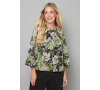 Wallis Women's Petite Sage Floral Overlayer Top | Size: 12 Wallis Sage 12