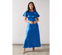 Wallis Women's Petite Satin Jacquard Button Through Midaxi Dress in Black | Size: 18 Wallis Black 18