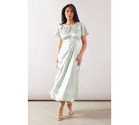 Wallis Women's Petite Satin Jacquard Button Through Midaxi Dress in Green | Size: 16 Wallis Green 16