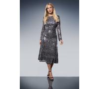 Wallis Women's Petite Sequin Cowl Midi Dress in Pewter | Size: 14 Wallis Pewter 14